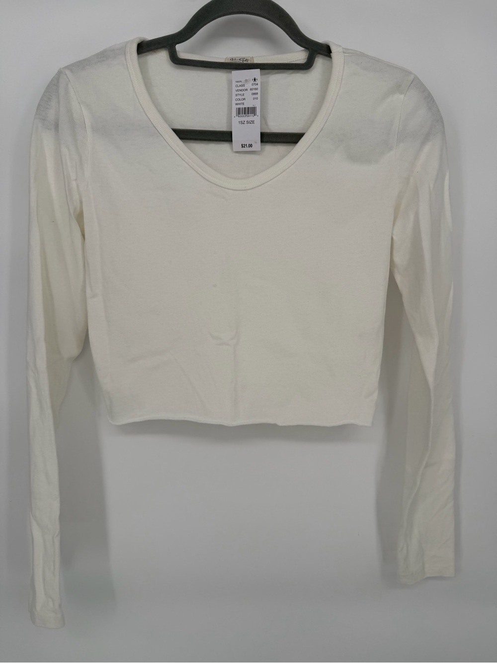 Brandy Melville White Long-Sleeve Cropped Tee